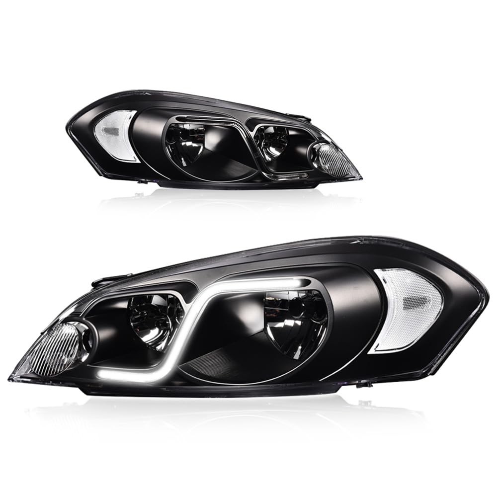 06-13 Chevy Impala 14-16 Impala Limited Headlights Assembly 2pc Clear Lens Black