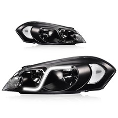 06-13 Chevy Impala 14-16 Impala Limited Headlights Assembly 2pc Clear Lens Black