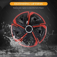 15 Universal Red Black Hubcaps Snap On Retention Rings Set of 4 PP Wheel Covers