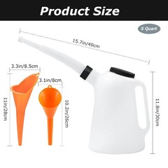 2 Pack 5 Quart Oil Measuring Container Oil Jug with Spout Automotive Funnels Set