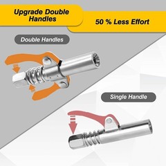 (2 Pack) Double Handle Lock Plier Oil Nozzle High Pressure Grease Gun Coupler