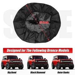 32 Inches Spare Tire Covers for Ford Bronco Base, Big Bend, Black Diamond, Ou…