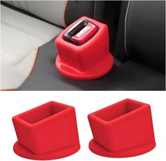 Car Seat Belt Buckle Holder, 2PCS Silicone Seatbelt Buckle Booster Color: Red