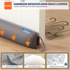 MAGZO Door Draft Stopper, 36 Inch Under Blocker 36in x 4in, Gray