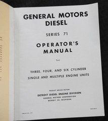 1955 CUMMINS General Motors Series 71 3-4-6 Cyl Diesel Engine Operators Manual