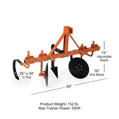 Titan Attachments Orange 60″ Adjustable Disc Bedder, Category 1, 3 Point QH1