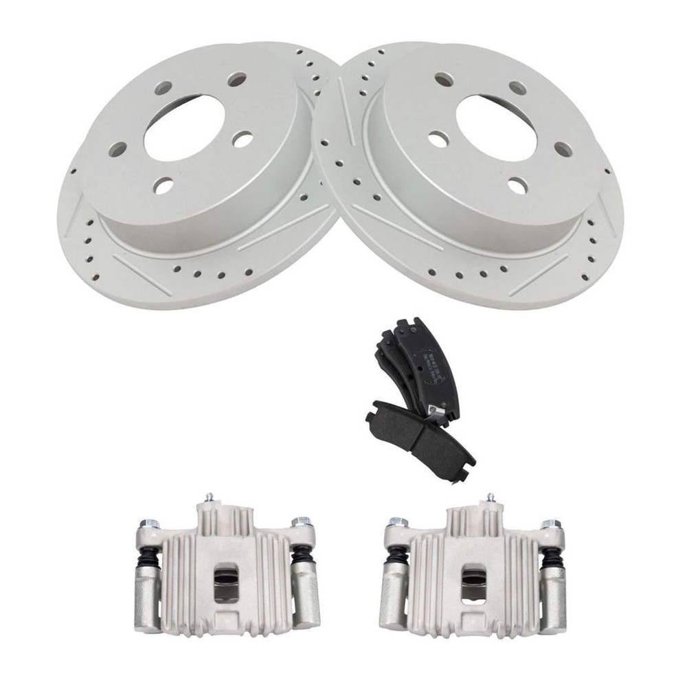 Rear Brake Kit Pads/Calipers/Rotors 99-05 Olds Pontiac Grand Semi-Metal 10.94