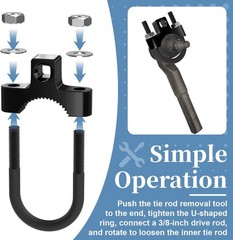 Inner Tie Rod Removal Tool, Tie Rod Puller with Non-Slip Teeth, 3/8” Universal