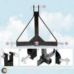 3 Point 2 Receiver Trailer Hitch Category 1 Tractor Tow Hitch Drawbar Adapter