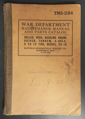 TM5-1184 Roller Road Gasoline Engine War Department Book Parts Catalog Manual