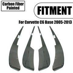 4PCS ZR1 XL Splash Guards Corvette C6 Base 2005-2013 F/R ABS Carbon Painted