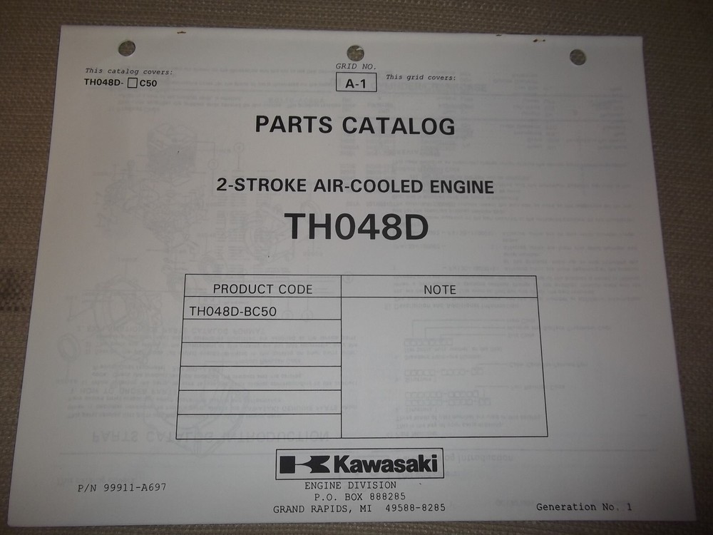 KAWASAKI TH048D-BC50 2-STROKE AIR COOLED ENGINE PARTS MANUAL BOOK