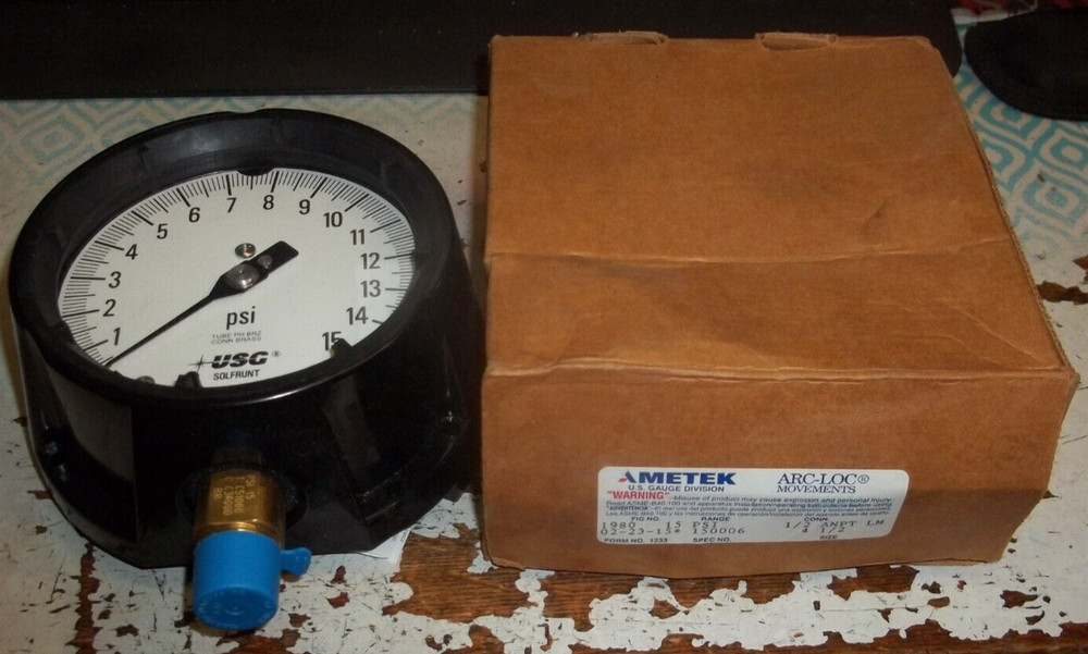 AMETEK 1980 150006 15PSI 0-15PSI 1/2 ANPT LM 4-1/2″ GAUGE GAGE (363)