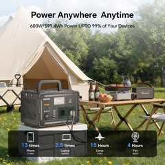 Power Station Portable 600W 519Wh Generator RV Camping Backup Battery Solar
