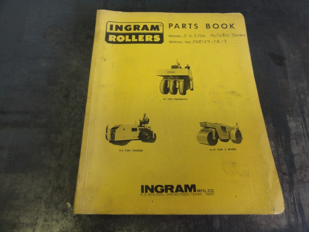 Ingram 4-6 Ton Tandem 8-10 Ton 3 Wheel 35 Ton Pneumatic Rollers Parts Book