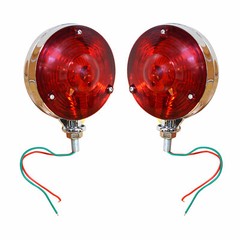 12V Warning Light Set Hazard Style with Chrome Frame for Kubota Tractor Red Lens