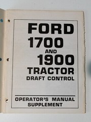 Ford 1700 & 1900 Tractor Draft Control Series Tractors Operators Manual by Ford