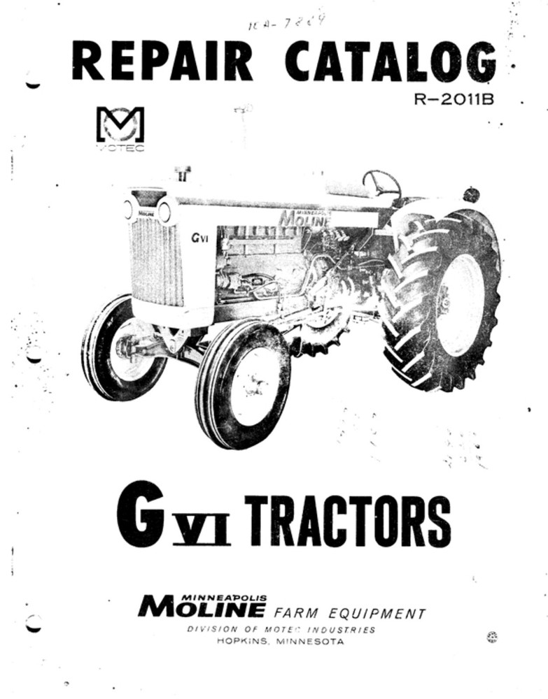 Minneapolis Moline Gvi Tractor Repair Catalog (please read description)