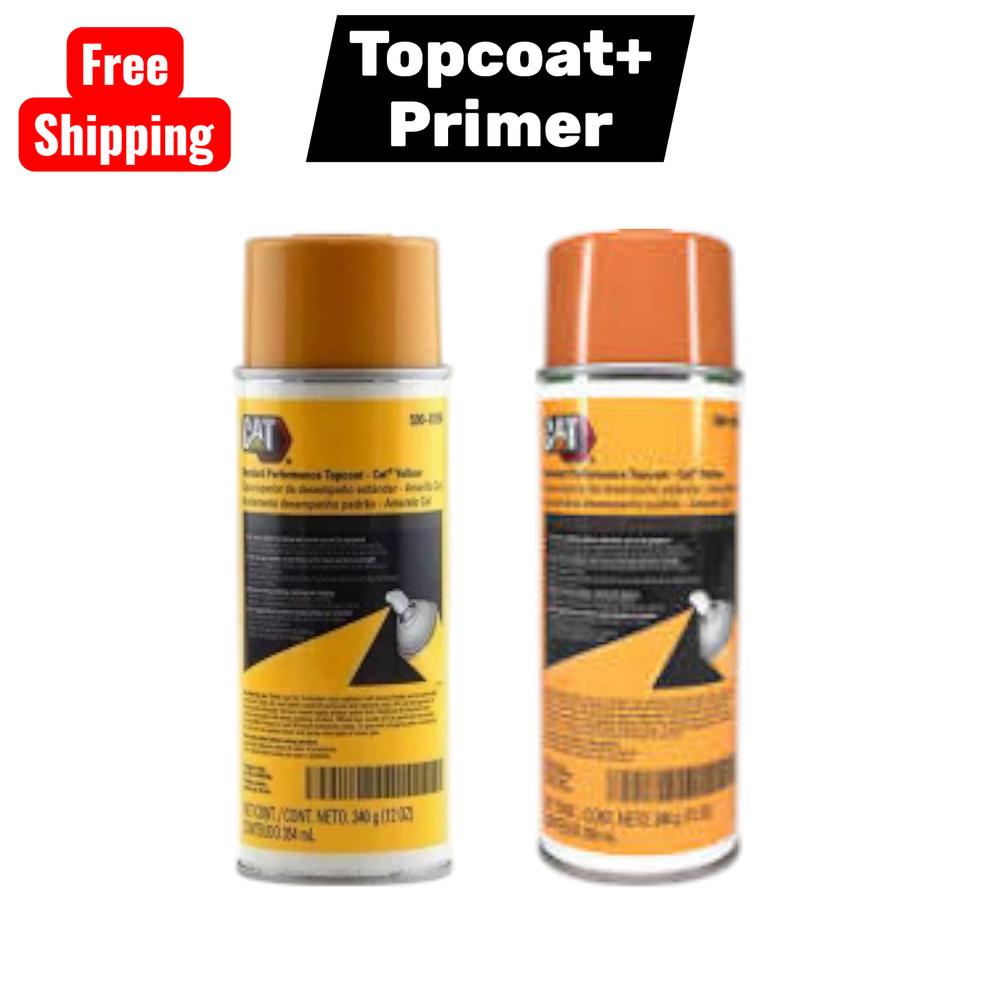 CAT OEM Paint Kit 590-0196 Yellow + 458-9582 Primer Genuine Caterpillar Aerosol