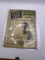 Original 1941 John Deere 10A Hammer Mill Directions & Repair List Manual 3-C