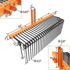 ✨60″ 3-Point Tractor Rake Pine Straw Needle Rake Durable Powder Coated Cat0 Cat1