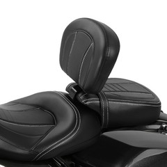 Motorcycle Front Driver Rider Backrest Pad with White Stitching for 2009-2023