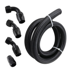 AN16 AN-16 Hose Fuel line rubber Nylon braided 5FT with 90 degree AN fittings 45
