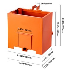 Ballast Box 3 Point Category 1 Tractor 5ft³ Capacity 800lbs Counterweight Orange