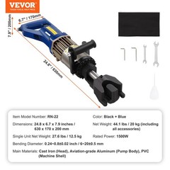 Electric Hydraulic Rebar Bender, 1500W Portable Rebar Bending Machine, Bending u