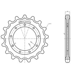 Rear Sprocket Fit Kubota SVL90, SVL90C,SVL90-2,SVL90C,SVL95-2S,SVL97-2,SVL97-2C