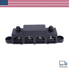 New Red & Black 5/16″ 4 Stud Power Distribution Block -BUSBAR- With Cover