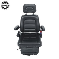 Suspension Tractor & Forklift Seat Armrest Safety Belt Black Adjustable Backrest