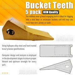 23 230 Series 230S Bucket Teeth with 23TF Flex Pins for Hensley Excavator – 5PK