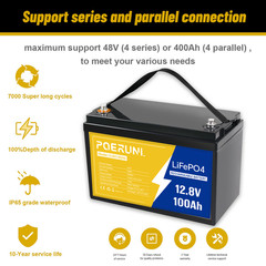 12V 100Ah LiFePO4 Battery Deep Cycle Lithium Iron for RV Solar System Camper