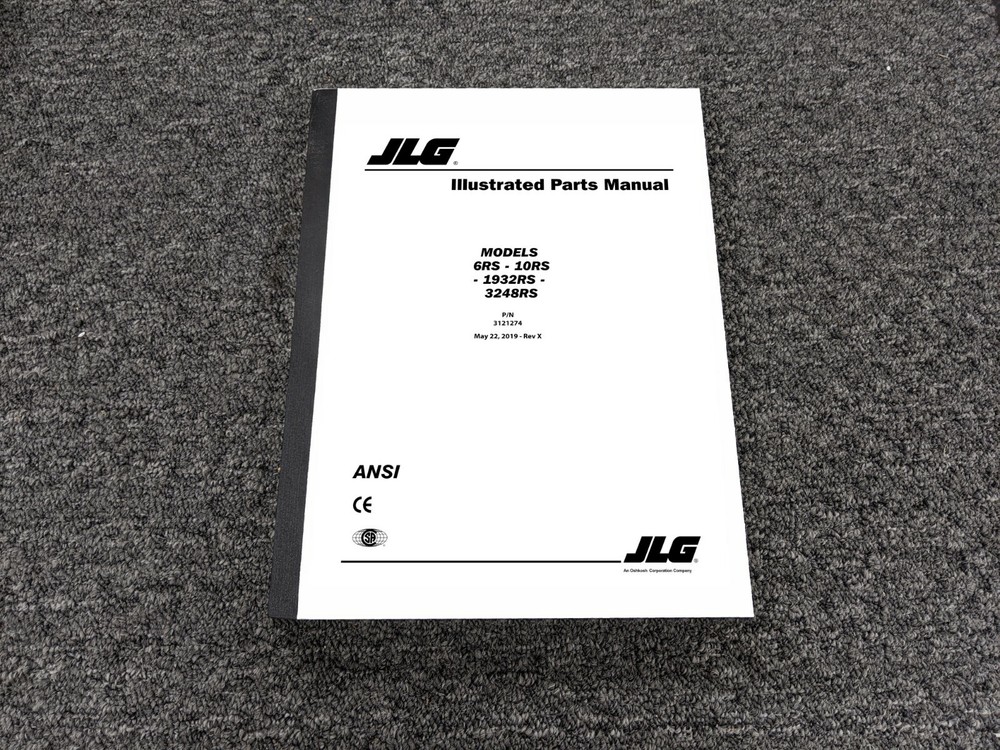 JLG 6RS 10RS 1932RS 3248RS Electric Scissor Lift Parts Catalog Manual