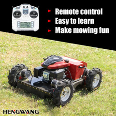 Remote-controlled gasoline lawn mower, suitable for backyards and outdoors.