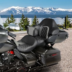 Ext Reach Seat w/ Backrest & Tour Pak Pad Road King & Glide Models 14-23 White