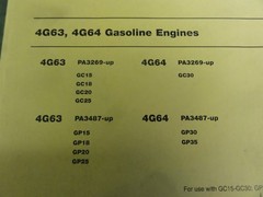 Caterpillar CAT 4G63 4G64 Gasoline Engines Fork lift Parts Manual