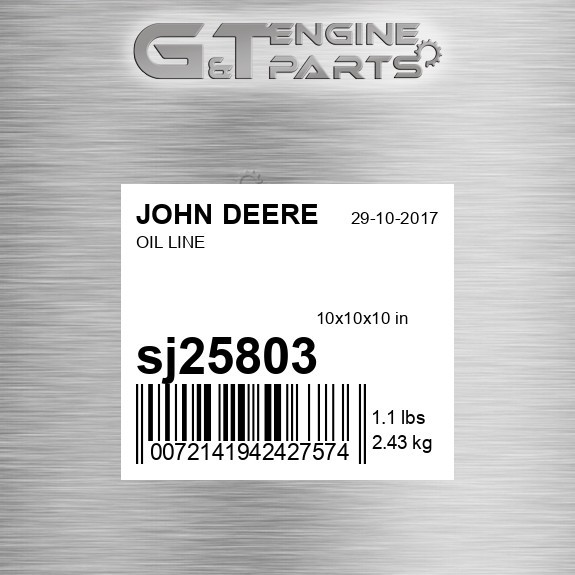 SJ25803 OIL LINE fits JOHN DEERE (Surplus Open Box)