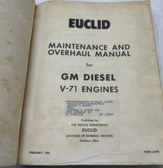 Euclid GM V-71 Diesel Engine Maintenance and Overhaul Manual SKU Y
