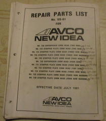 New Idea 720 723 731 733 734 735 738 Corn Head parts Catalog Manual Original!