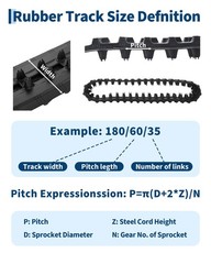 2 Pack 180x60x35 Tear-Resistant Rubber Tracks for Mini Excavator Replacement