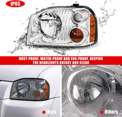 2001-2004 Nissan Frontier Headlight Assembly Pair Chrome Amber Reflector