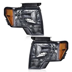 Headlights 2009-2014 Ford F150 Smoke Lens Chrome Amber Reflector DL3Z13008AF