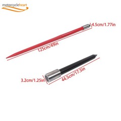 Hay Spear Attachment 49″ 3000 Lbs Capacity Red Bale Fork W/ 2 Stabilizer Spears