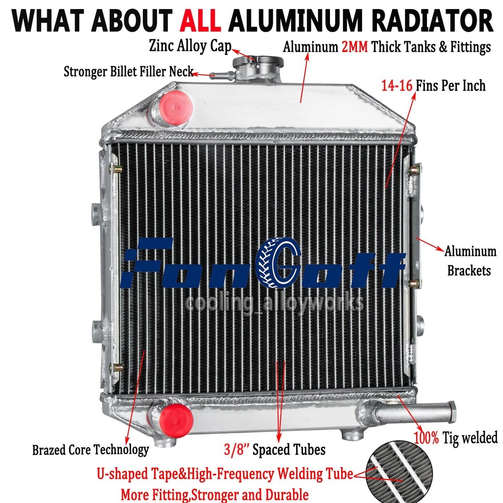 Fit Ford 1300 Model Compact Aluminum Tractor Radiator #SBA310100211 USA Fongoff.