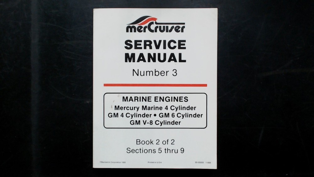 MerCruiser Service Manual 3 Marine Engines 4/6/V8 Cylinder 90-95993 1988 Repair