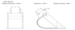 AGT 40in Tilting Bucket Capacity 0.05M³ for 0.8-1.8ton Mini Excavator Attachment