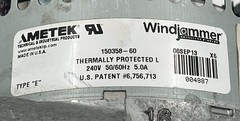 AMETEK Windjammer Brushless Blower 150358-60 Thermally Protected
