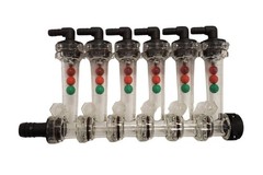 Wilger 6 Column Flow Indicator w/ 3/8″ 90° Outlets & 3/4″ Straight Inlet 20460-6